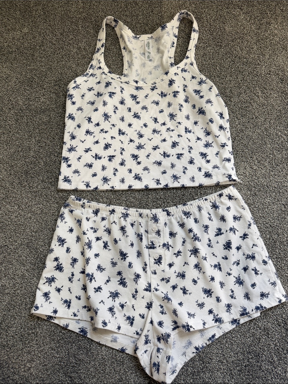 wild fable White & Navy Floral Racerback Tank and Short Sleep Set